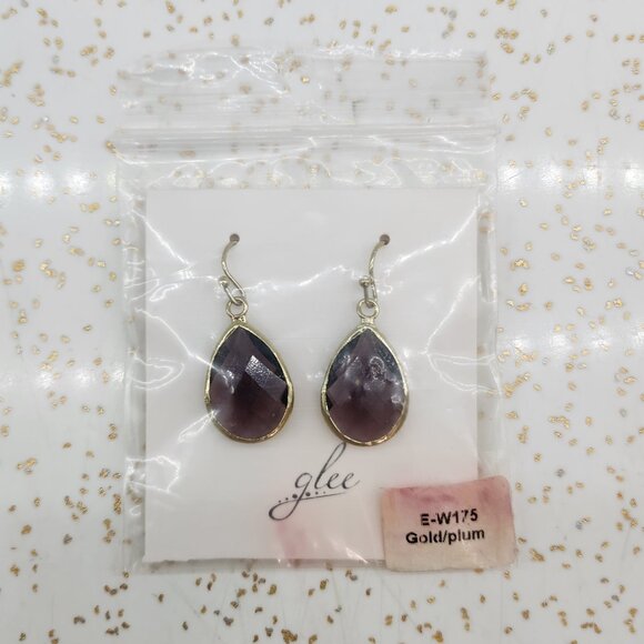 Plum Purple Crystal Teardrop Dangle Earrings - Picture 10 of 10
